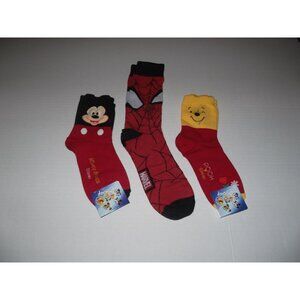 Disney & Marvel Kids' Character Socks 3-Pack – Mickey Spiderman & Pooh